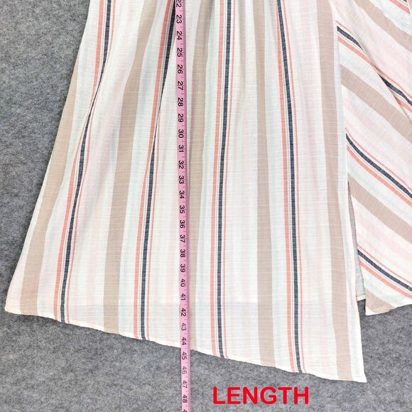 Uncle Frank Dress Sz L Midi Asymmetric Stripe Rayon Linen Summer USA Cottagecore - Picture 7 of 11